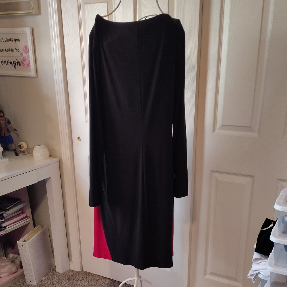Lauren Ralph Lauren Asymmetrical Black and Pink Dress - Picture 3 of 4